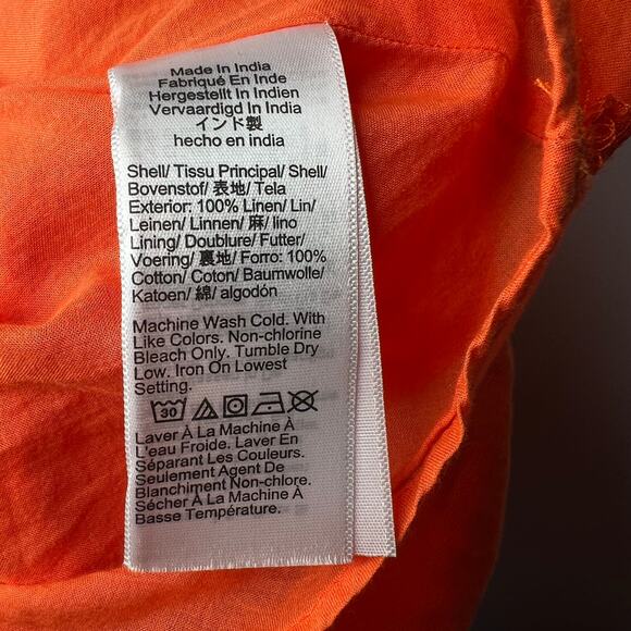 J. Crew Orange Palermo Smocked Waist Linen Mini Dress Size XS - Picture 5 of 7